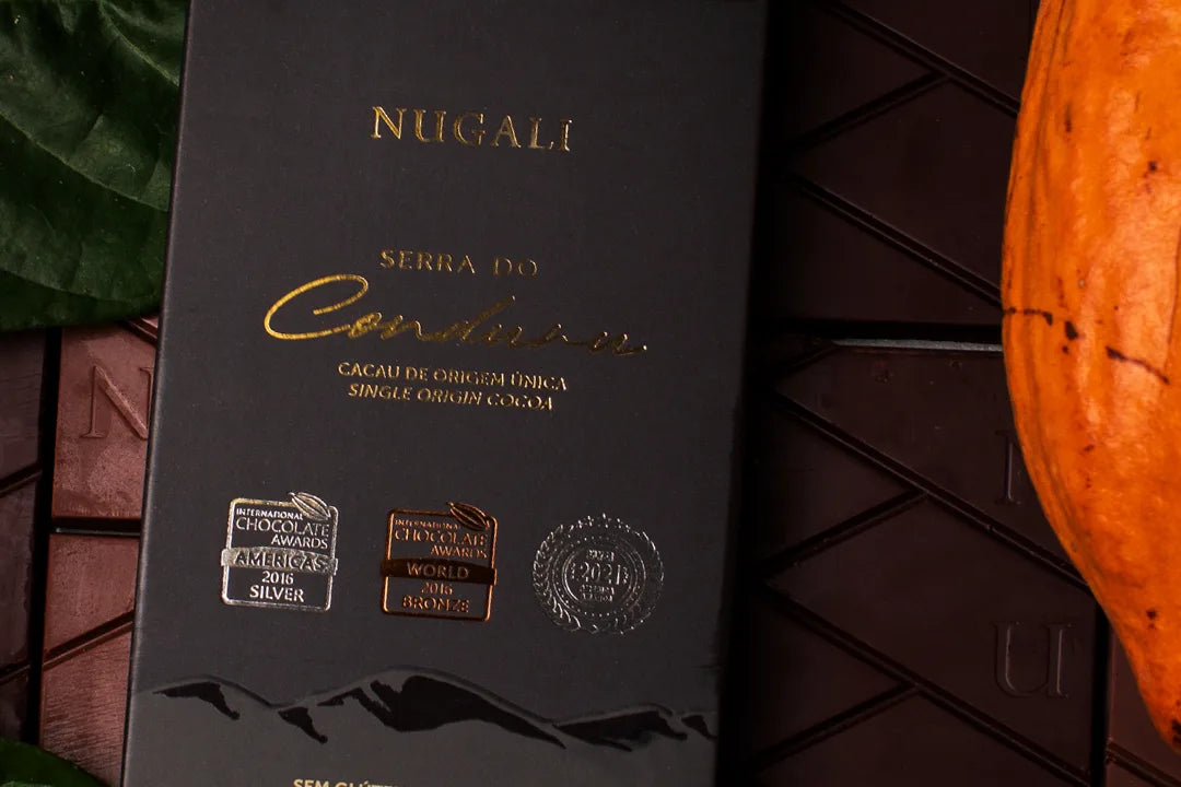 Chocolates premiados internacionalmente, destacando a excelência do chocolate brasileiro Nugali no cenário internacional.