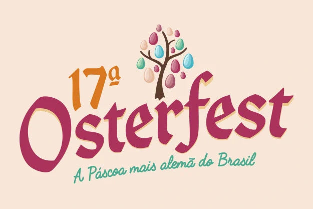 Imagem Osterfest 2025 em Pomerode, com a maior Osterbaum do mundo e visitantes vivenciando a experiência Sensações Nugali, onde descobrem a transformação do cacau ao ovo de Páscoa.
