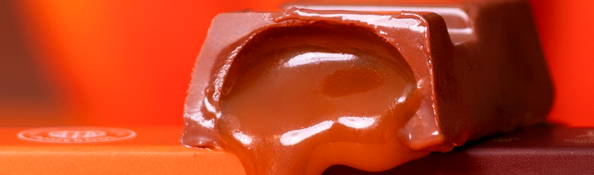 Chocolate ao leite com recheio de caramrlo cremoso para este Halloween