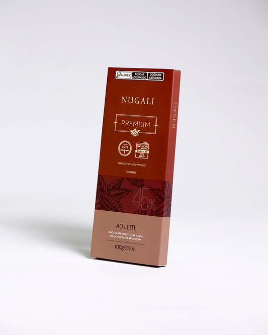 Chocolate ao leite premiado como o melhor das Américas. Mais cacau e menos açúcar, chocolate de verdade.